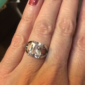 Emerald cut sapphire ring